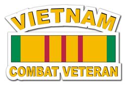 Vietnam Combat Veteran with Ribbon 3.8" Die-Cut Vinyl Decal Sticker
