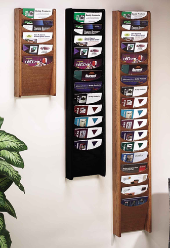 Buddy 0613 18 Pocket Solid Oak Literature Racks