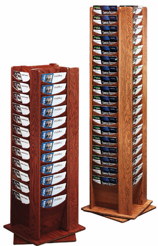 Buddy 0616 72 Pocket Solid Oak Rotating Literature Display Racks