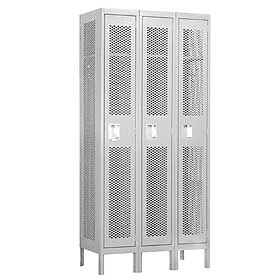 Locker 71365 Single Tier 3 Wide 6 Feet High 15 Inches Deep Vented Lockers