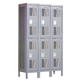 Locker 82368 Double Tier 3 Wide 6 Feet High 18 Inches Deep Extra Wide Vented Lockers