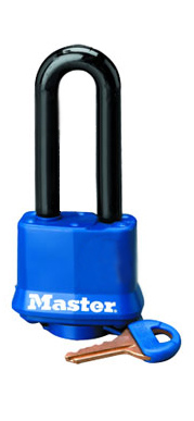 Master Lock 312LH Covered Laminated Steel Pin Tumbler Padlock - Blue Cover