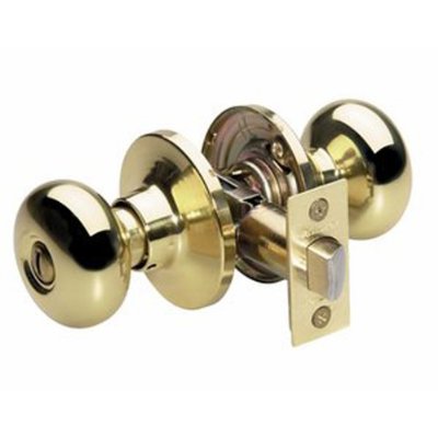Master Lock BCO0303 Biscuit Privacy Door Hardware with SilvaBond Antimicrobial Protected Finish, Polished Brass