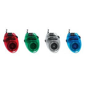 Master Lock Retractable Combination Cable Lock Asst 4603D Pack of 4