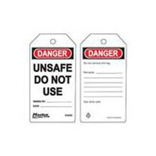 Master Lock S4006 Safety Tag white unsafe do not use danger