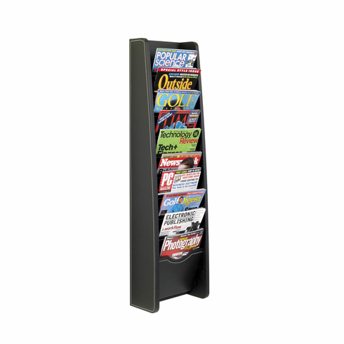 Safco 10-Pocket Leather Look Magazine Rack