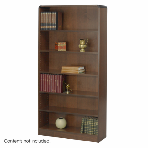 Safco 6-Shelf Radius-Edge Veneer Bookcase