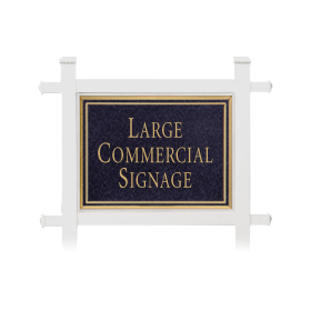 Signage 1511 Large Commercial Rectangular Sign with White Post Mounted