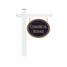 Signage 1531 Large Commercial Oval Sign with White Post Mounted