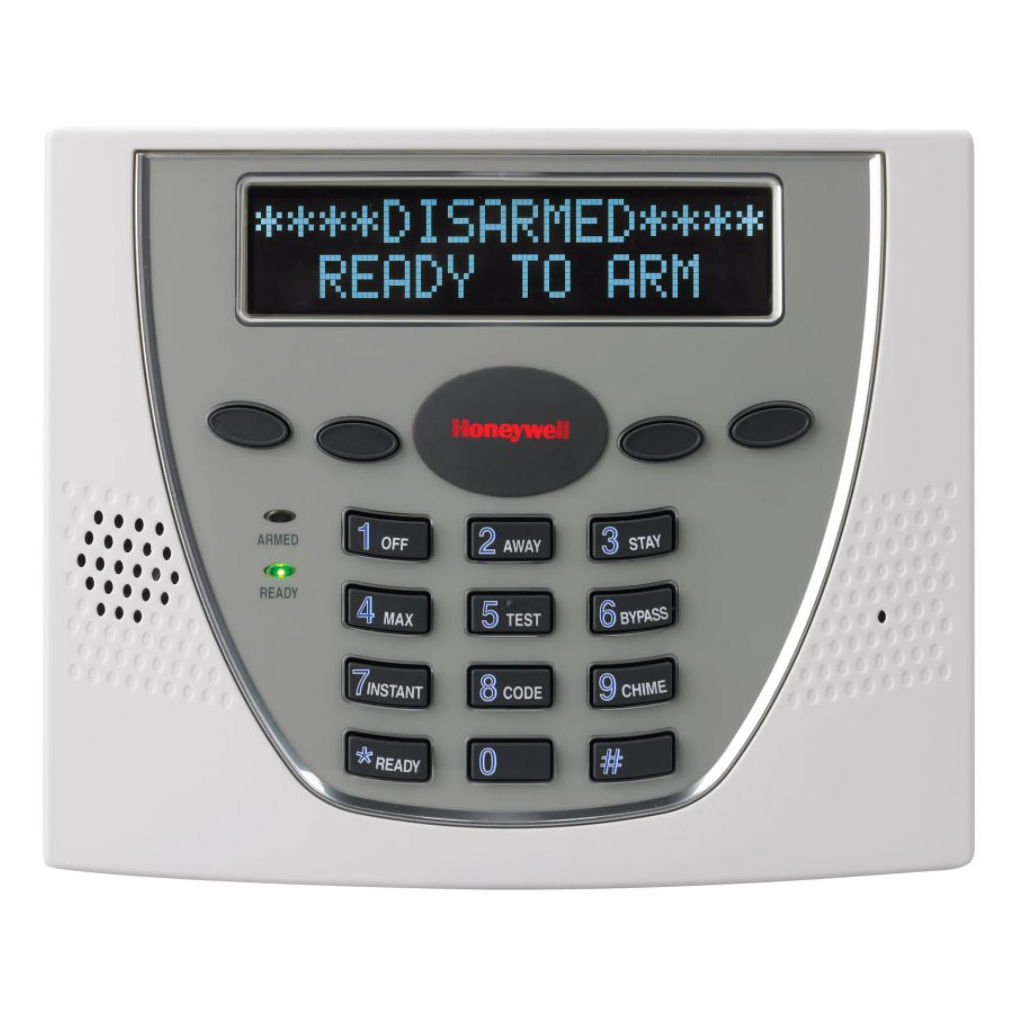6460W Honeywell Home Alphanumeric Programming Premium Custom Hardwired Alarm Keypad in White