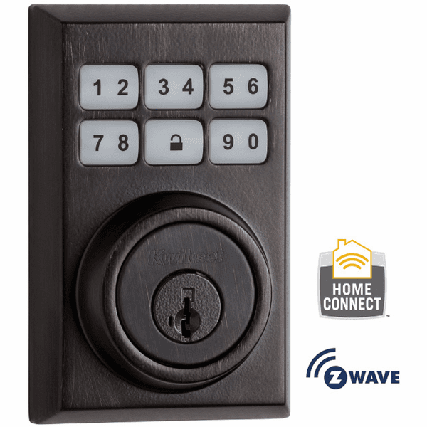 99100014 Kwikset ZWave SmartCode Wireless Contemporary Deadbolt Bronze)