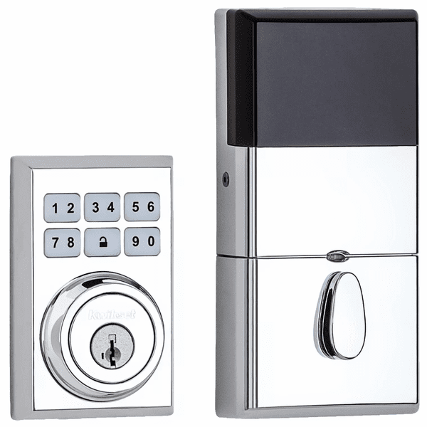 99100-082 - Kwikset SmartCode 910 Modern Contemporary Door Deadbolt with Z-Wave Plus 500-Chipset (in Polished Chrome Finish)