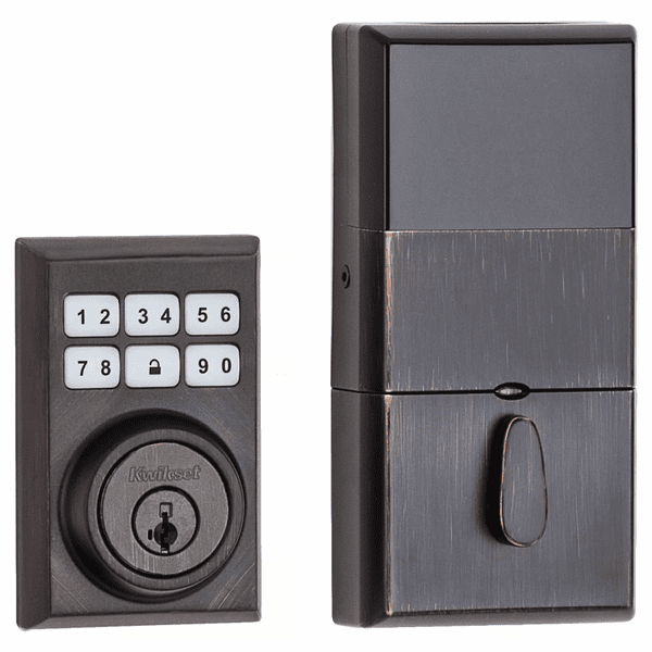 99100-083 - Kwikset SmartCode 910 Modern Contemporary Door Deadbolt with Z-Wave Plus 500-Chipset (in Venetian Bronze Finish)