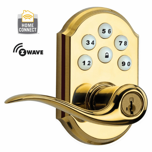 99120-026 - Kwikset Z-Wave SmartCode Wireless Door Lever (Polished Brass)