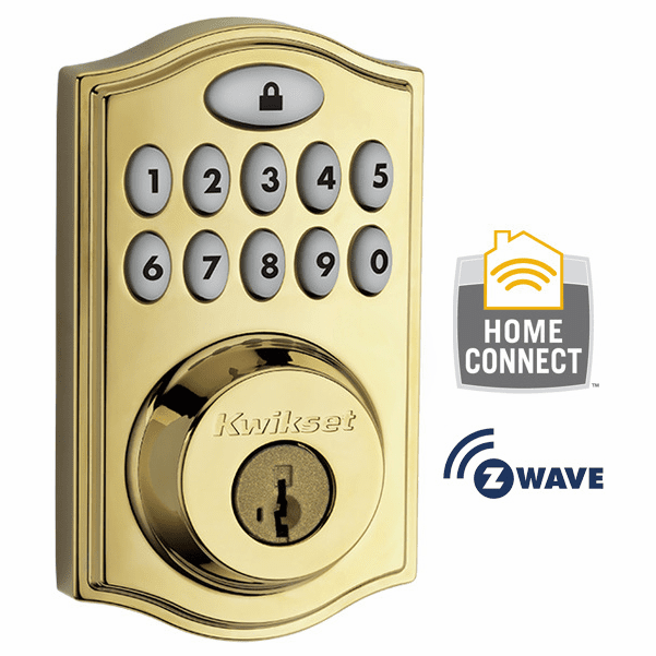 99140001 Kwikset ZWave Wireless Deadbolt (Polished Brass)