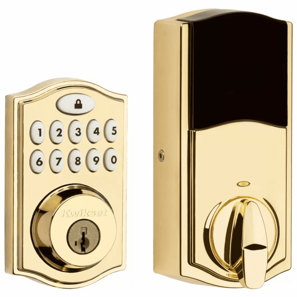 99140-022 - Kwikset SmartCode 914 Door Deadbolt with Z-Wave Plus 500-Chipset (in Polished Brass Finish)