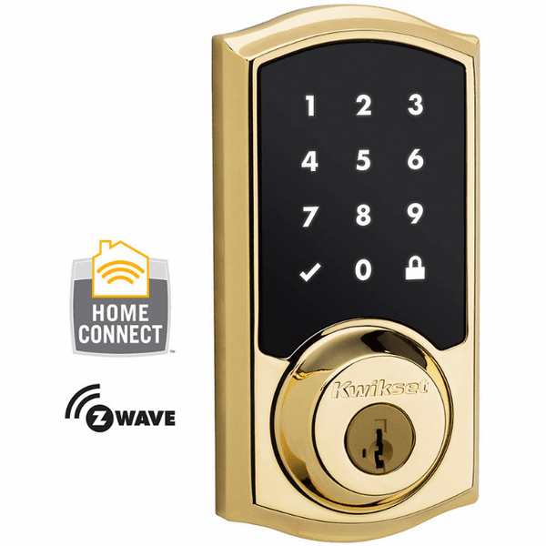 99160-001 - Kwikset Z-Wave Wireless Touchscreen Deadbolt (Polished Brass)