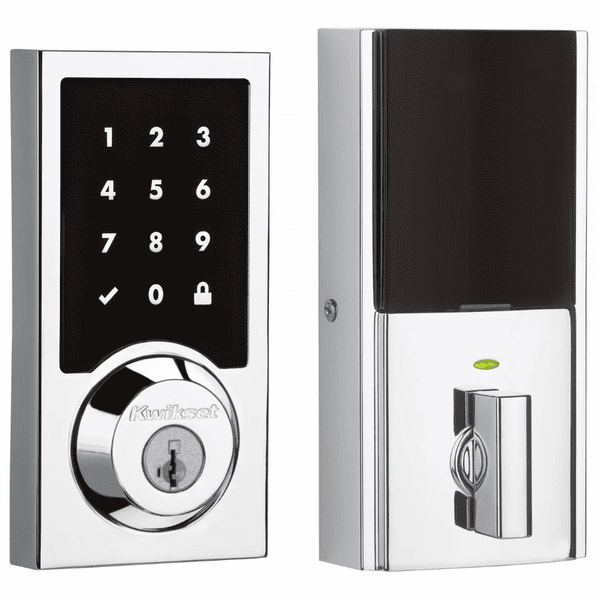 99160-018 - Kwikset SmartCode 916 Modern Contemporary Touchscreen Door Deadbolt with Z-Wave Plus 500-Chipset (in Polished Chrome Finish)