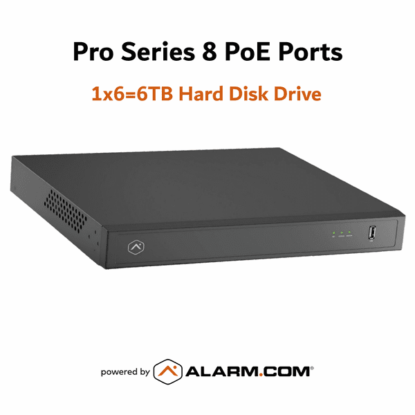 ADC-CSVR2008P-1X6TB - Alarm.com Pro Series 8 Built-In PoE Ports Commercial Business Stream Video Recorder (1x6=6TB Hard Disk Drive)