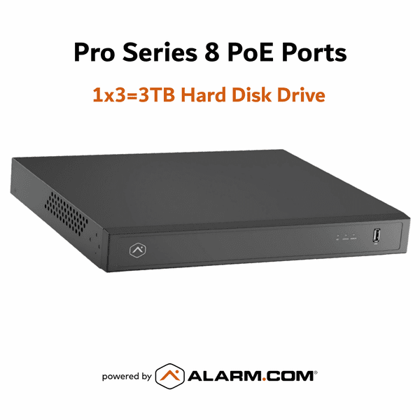 ADC-CSVR2108P-1x3TB - Alarm.com Pro Series 8 Built-In PoE Ports Commercial Business Stream Video Recorder (1x3=3TB Hard Disk Drive)
