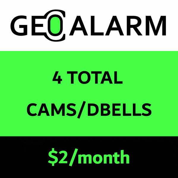 Add-On GeoAlarm 4 Total Security Cameras/Doorbells (Powered by GeoAlarm App)