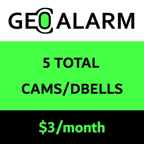 Add-On GeoAlarm 5 Total Security Cameras/Doorbells (Powered by GeoAlarm App)