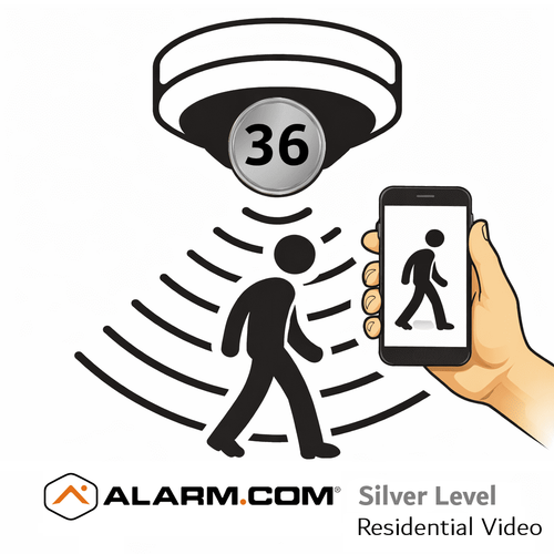 Alarm.com 36 Standalone Silver Home Security Camera Services (Powered by Alarm.com App)