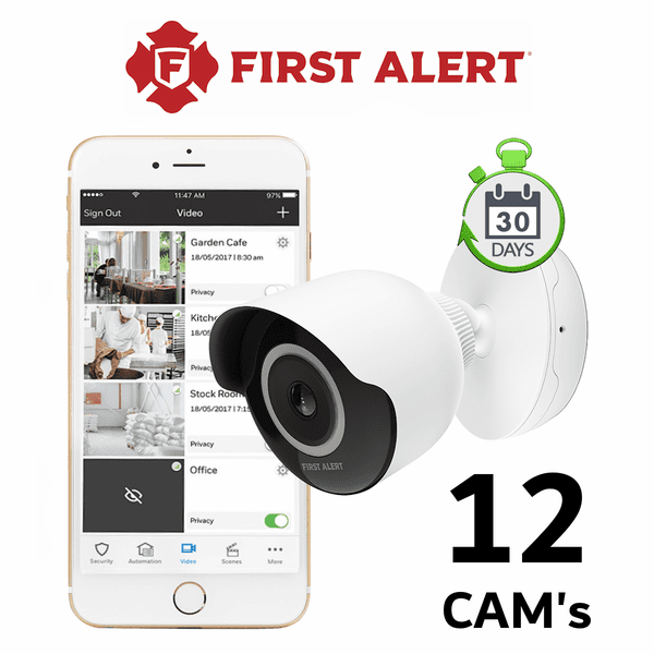 First Alert Commercial Business 12-Camera Video Surveillance Services with 30-Days Storage (Powered by Total Connect 2.0 App)