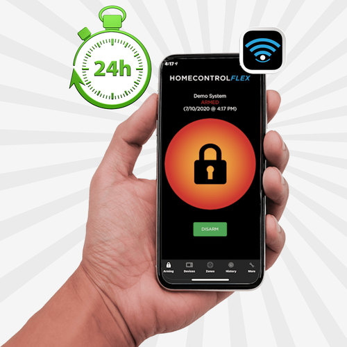 GE Interlogix DIY Dual-Path Silver Interactive Home Alarm Monitoring Services and Daily Supervision Test (Powered by Telguard HomeControl Flex App)