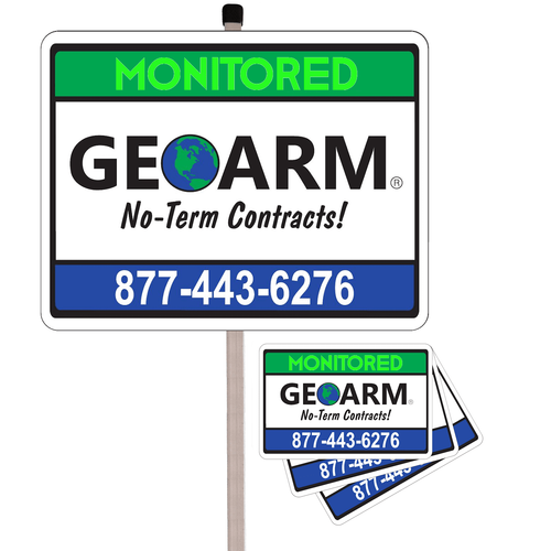 GeoArm&reg; Home Security Yard Sign (w/Metal Post and 3-Stickers Combo)