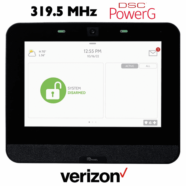 IQP4001BLK - Qolsys IQ Panel 4 Black Wireless Touchscreen Control Panel for PowerG, S-Line and Legacy 319.5 MHz Sensors (Built-In Alarm.com Cellular Verizon LTE Communicator)