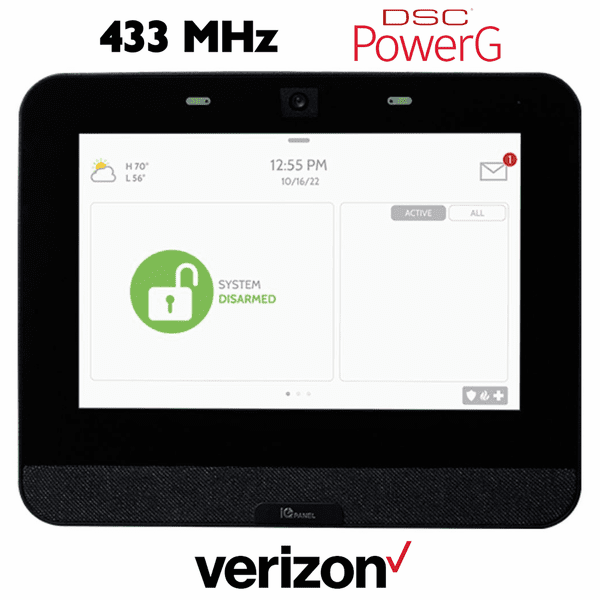 IQP4002BLK - Qolsys IQ Panel 4 Black Wireless Touchscreen Control Panel for PowerG and Legacy 433 MHz Sensors (Built-In Alarm.com Cellular Verizon LTE Communicator)