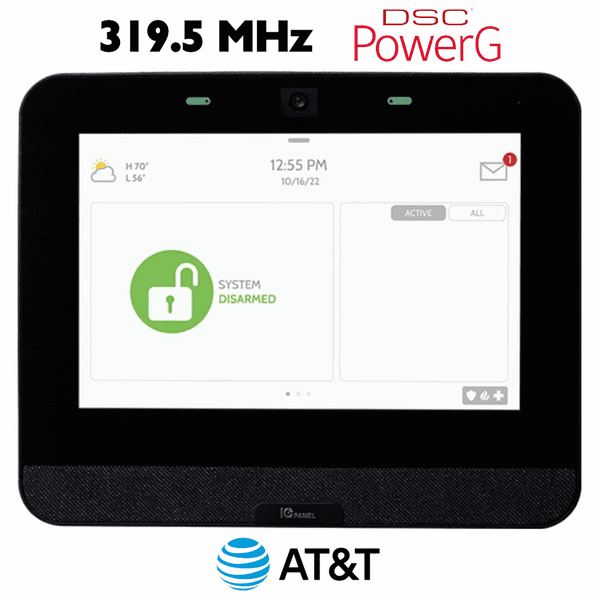 IQP4004BLK - Qolsys IQ Panel 4 Black Wireless Touchscreen Control Panel for PowerG, S-Line and Legacy 319.5 MHz Sensors (Built-In Alarm.com Cellular AT&T LTE Communicator)