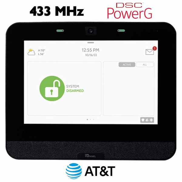 IQP4005BLK - Qolsys IQ Panel 4 Black Wireless Touchscreen Control Panel for PowerG and Legacy 433 MHz Sensors (Built-In Alarm.com Cellular AT&T LTE Communicator)