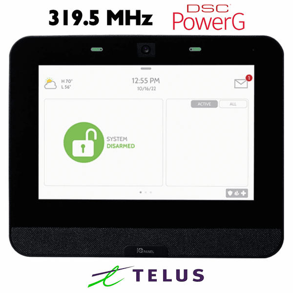 IQP4007BLK - Qolsys IQ Panel 4 Black Wireless Touchscreen Control Panel for PowerG, S-Line and Legacy 319.5 MHz Sensors (Built-In Alarm.com Cellular TELUS LTE Communicator)