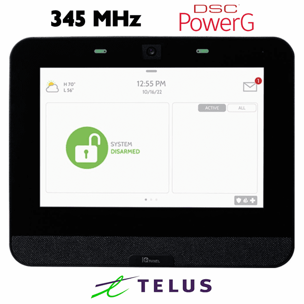 IQP4009BLK - Qolsys IQ Panel 4 Black Wireless Touchscreen Control Panel for PowerG and Legacy 345 MHz Sensors (Built-In Alarm.com Cellular TELUS LTE Communicator)