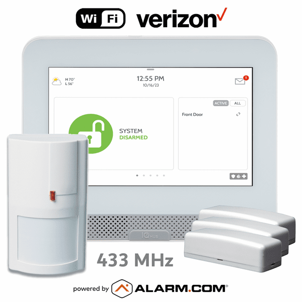 IQPH053-433KIT - Qolsys IQ4 Hub Dual-Path WiFi/Cellular Verizon LTE Wireless 433 MHz Security System (Powered by Alarm.com)