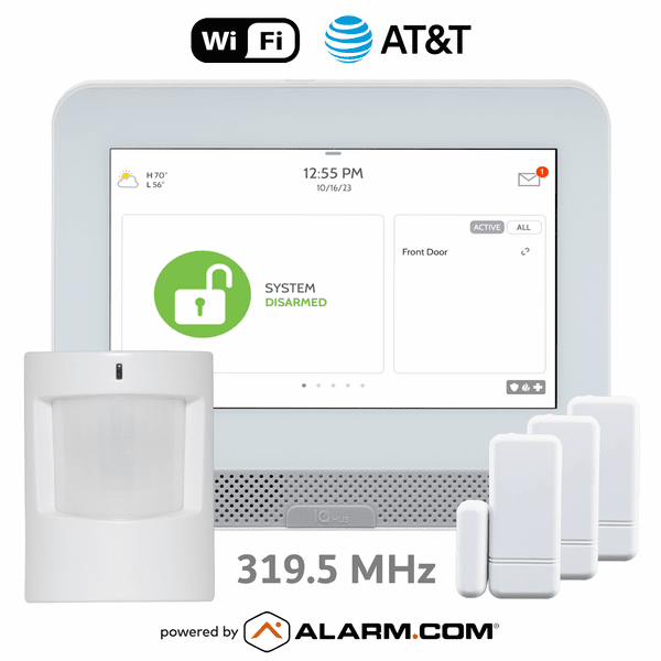 IQPH055-319KIT - Qolsys IQ4 Hub Dual-Path WiFi/Cellular AT&T LTE Wireless S-Line 319.5 MHz Security System (Powered by Alarm.com)