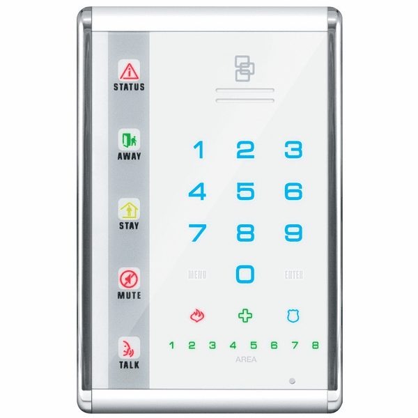NX-1811E - GE Interlogix NetworX Hardwired Advanced Touch Vertical LED White Alarm Keypad (w/Voice-Guided Intercom)