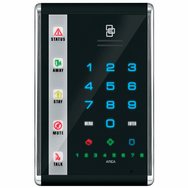 NX-1812E - GE Interlogix NetworX Hardwired Advanced Touch Vertical LED Black Alarm Keypad (w/Voice-Guided Intercom)