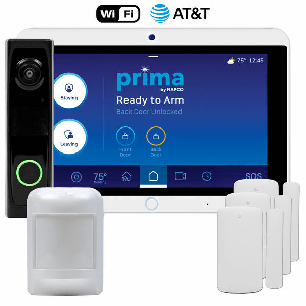 PKIT1DA - Napco Prima Dual-Path WiFi/Cellular AT&T Wireless Video Doorbell Security System