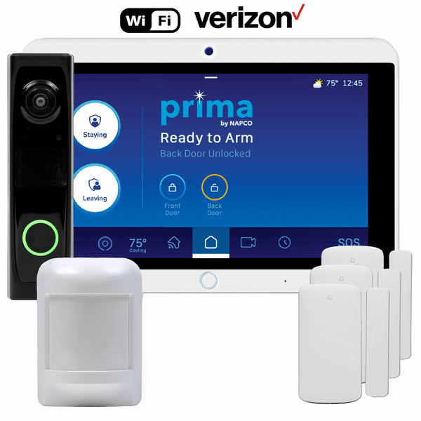PKIT1DV - Napco Prima Dual-Path WiFi/Cellular Verizon Wireless Video Doorbell Security System