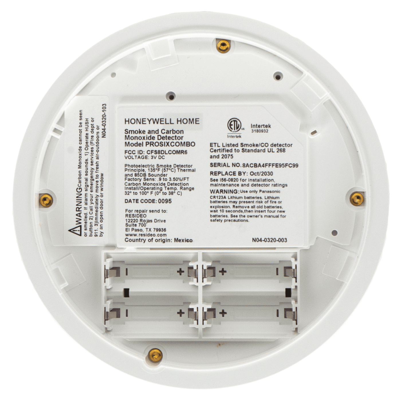 Resideo Honeywell Home Wireless Combo Smoke/Carbon