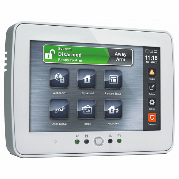 PTK5507W - DSC Hardwired Touchscreen Alarm Keypad in White Color (for DSC PowerSeries Control Panels)