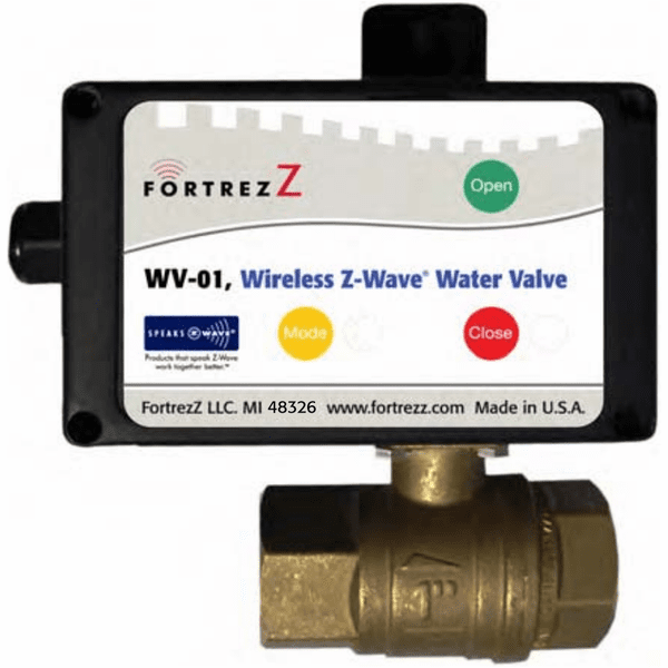 WV01LFUS100 FortrezZ ZWave Automated Water ShutOff Valve (1" Brass)