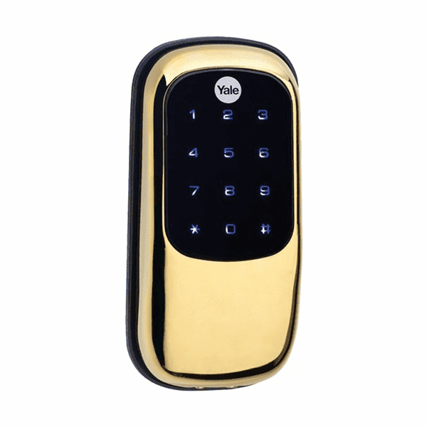 YRD120ZW-605 - Yale Pushbutton Key-Free Touchscreen Keypad Deadbolt Lock with Z-Wave (in Bright Brass Finish)