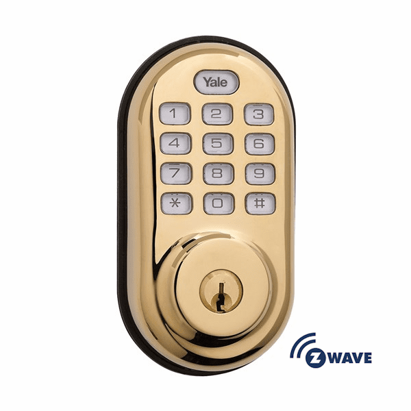 YRD210ZW605 - Yale Z-Wave Push Button Keypad Deadbolt (in Bright Brass Finish)