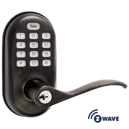 YRL210ZW0BP Yale ZWave Push Button Keypad Lever Lock (Bronze)