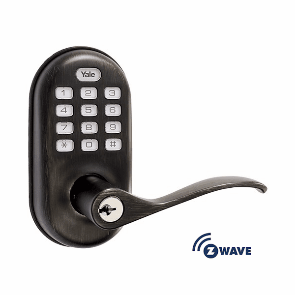 YRL210ZW0BP - Yale Z-Wave Push Button Keypad Lever Lock (in Oil Rubbed Bronze Finish)
