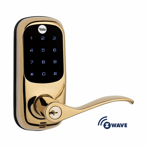 YRL220ZW605 - Yale Z-Wave Touchscreen Lever Lock (in Bright Brass Finish)